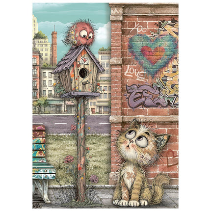 Printed Mini Rice paper A6 8 sheets for Art and Craft - Furry Friends 2