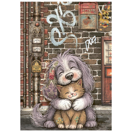 Printed Mini Rice paper A6 8 sheets for Art and Craft - Furry Friends 2