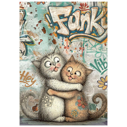 Printed Mini Rice paper A6 8 sheets for Art and Craft - Furry Friends 2