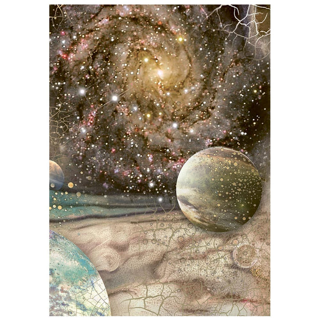 Printed 8 Rice paper A6 backgrounds selection for Art and Craft - Cosmos