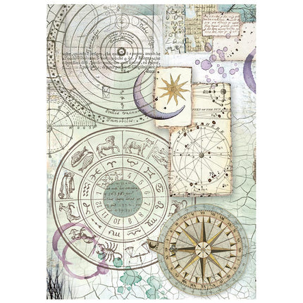 Printed 8 Rice paper A6 backgrounds selection for Art and Craft - Cosmos