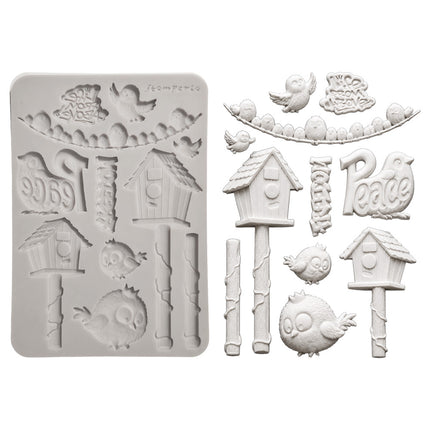 Silicon mould Designs A5 for Art and Craft - Furry Friends 2 birds
