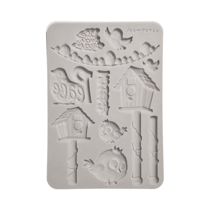Silicon mould Designs A5 for Art and Craft - Furry Friends 2 birds