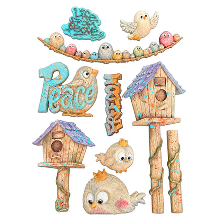 Silicon mould Designs A5 for Art and Craft - Furry Friends 2 birds
