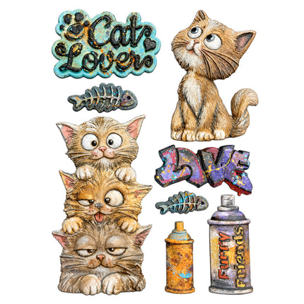 Silicon mould Designs A5 for Art and Craft - Furry Friends 2 cats