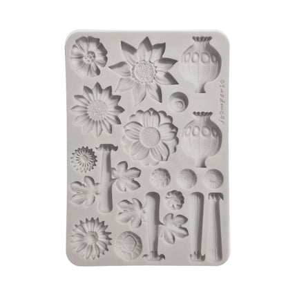 Silicon mould Designs A5 for Art and Craft - Furry Friends 2 flowers