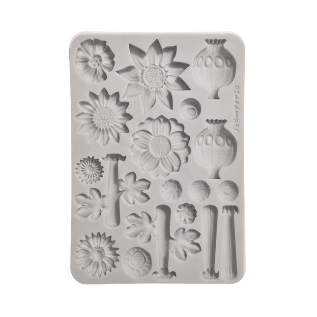 Silicon mould Designs A5 for Art and Craft - Furry Friends 2 flowers