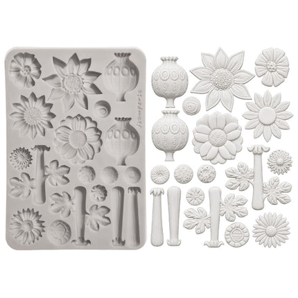 Silicon mould Designs A5 for Art and Craft - Furry Friends 2 flowers