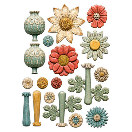 Silicon mould Designs A5 for Art and Craft - Furry Friends 2 flowers
