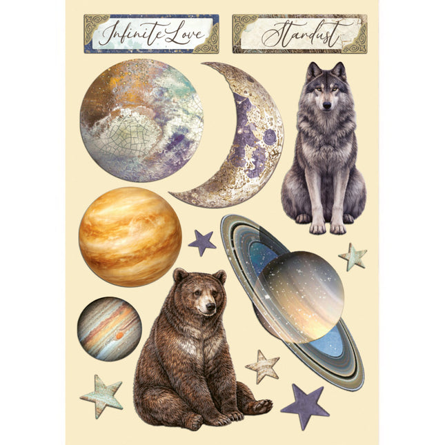 Printed decorative Wooden shape for Art and Craft A5 - Cosmos