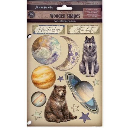 Printed decorative Wooden shape for Art and Craft A5 - Cosmos
