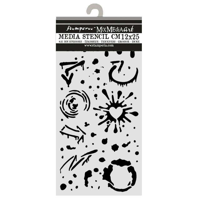 Cut laser stencil for Art and Craft cm 12X25 - Furry Friends 2 ink splatters