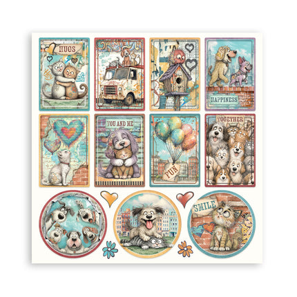 12”x12” (30.5x30.5 cm) Paper Pad 10 double sided printed sheets - Furry Friends 2