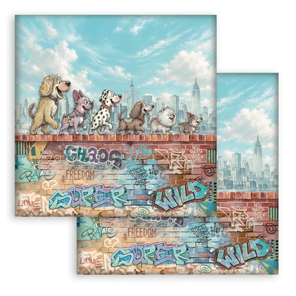 12”x12” (30.5x30.5 cm) Paper Pad 10 double sided printed sheets - Furry Friends 2