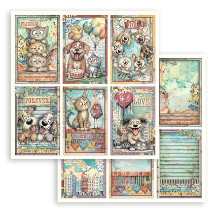 12”x12” (30.5x30.5 cm) Paper Pad 10 double sided printed sheets - Furry Friends 2