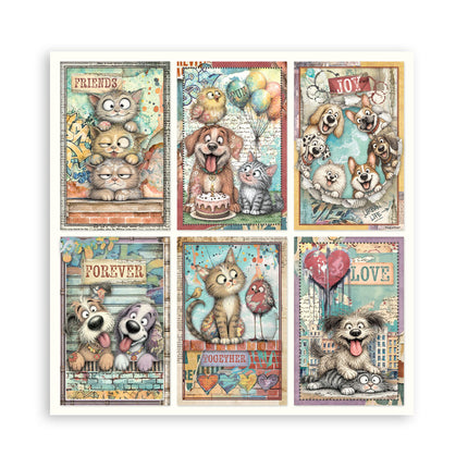 12”x12” (30.5x30.5 cm) Paper Pad 10 double sided printed sheets - Furry Friends 2