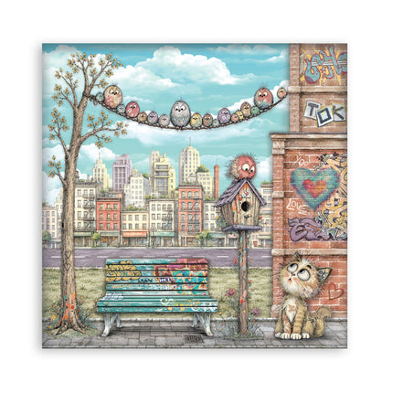12”x12” (30.5x30.5 cm) Paper Pad 10 double sided printed sheets - Furry Friends 2