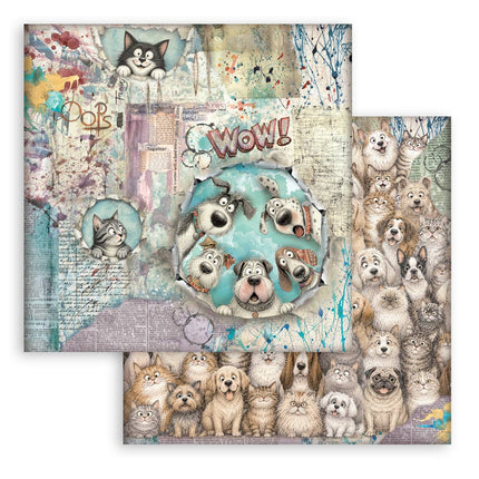 12”x12” (30.5x30.5 cm) Paper Pad 10 double sided printed sheets - Furry Friends 2