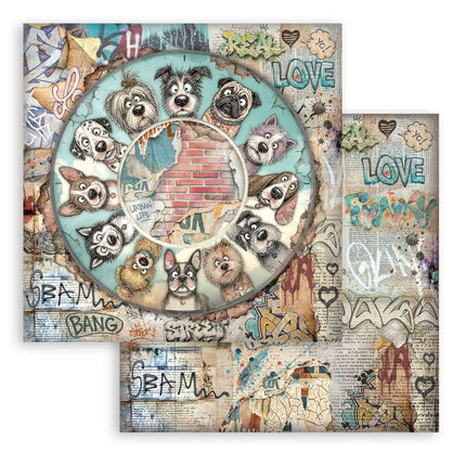 12”x12” (30.5x30.5 cm) Paper Pad 10 double sided printed sheets - Furry Friends 2