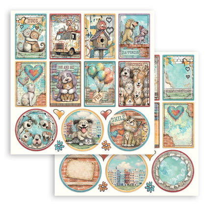 8”x8” (20.3x20.3 cm) Paper Pad 10 double sided printed sheets - Furry Friends 2
