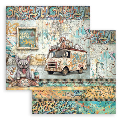 8”x8” (20.3x20.3 cm) Paper Pad 10 double sided printed sheets - Furry Friends 2