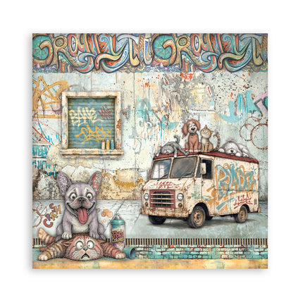 8”x8” (20.3x20.3 cm) Paper Pad 10 double sided printed sheets - Furry Friends 2