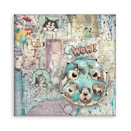 8”x8” (20.3x20.3 cm) Paper Pad 10 double sided printed sheets - Furry Friends 2