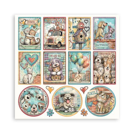 8”x8” (20.3x20.3 cm) Paper Pad 22 single sided printed paper sheets - Furry Friends 2