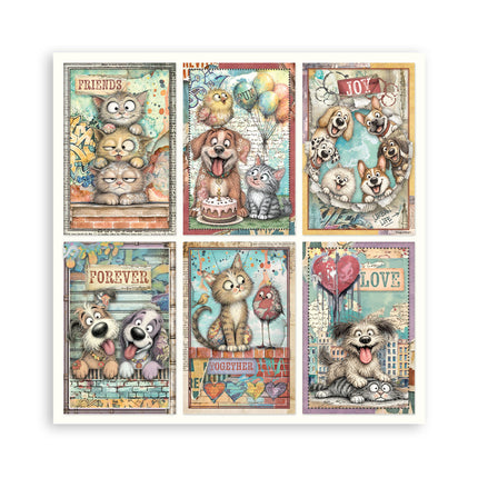 8”x8” (20.3x20.3 cm) Paper Pad 22 single sided printed paper sheets - Furry Friends 2