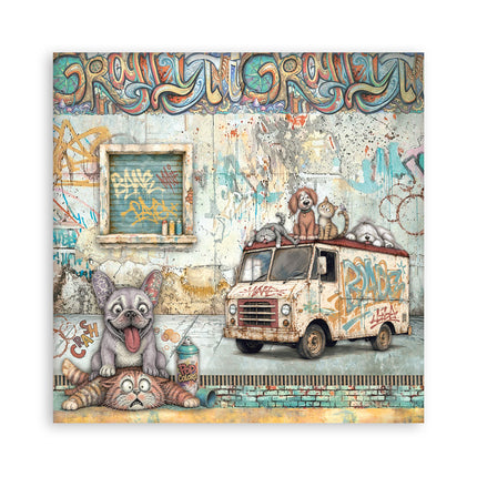 8”x8” (20.3x20.3 cm) Paper Pad 22 single sided printed paper sheets - Furry Friends 2