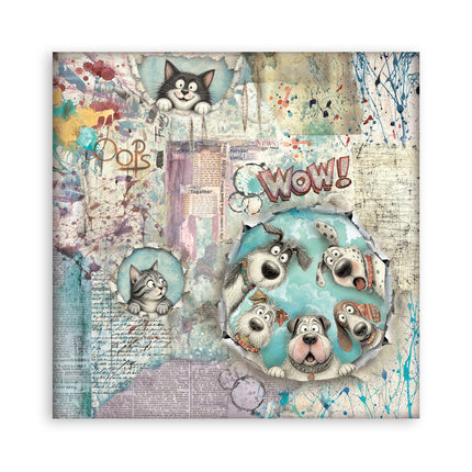 8”x8” (20.3x20.3 cm) Paper Pad 22 single sided printed paper sheets - Furry Friends 2