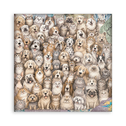 12”x12” (30.5x30.5 cm) Paper Pad 22 single sided printed paper sheets - Furry Friends 2