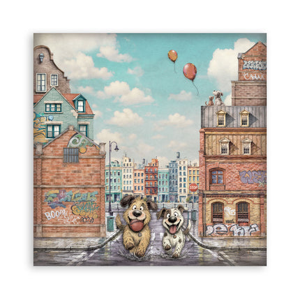 12”x12” (30.5x30.5 cm) Paper Pad 22 single sided printed paper sheets - Furry Friends 2