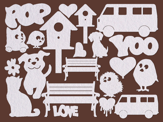 Kunstpapierformen, lasergeschnitten - Furry Friends 2
