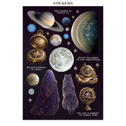 Printed Art Junk journal: stickers, cut-outs, backgrounds for Art and Craft - Cosmos