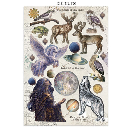 Printed Art Junk journal: stickers, cut-outs, backgrounds for Art and Craft - Cosmos