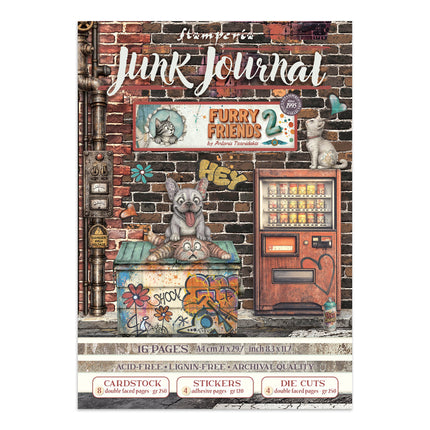 Printed Art Junk journal: stickers, cut-outs, backgrounds for Art and Craft - Furry Friends 2