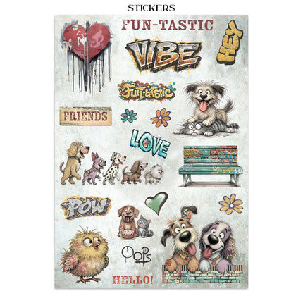 Printed Art Junk journal: stickers, cut-outs, backgrounds for Art and Craft - Furry Friends 2