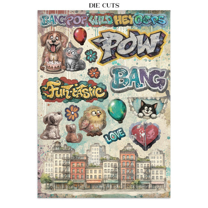 Printed Art Junk journal: stickers, cut-outs, backgrounds for Art and Craft - Furry Friends 2
