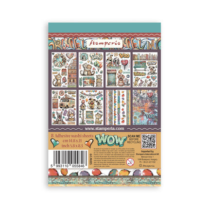 Printed Washi pad for Art and Craft A5 8 sheets - Furry Friends 2