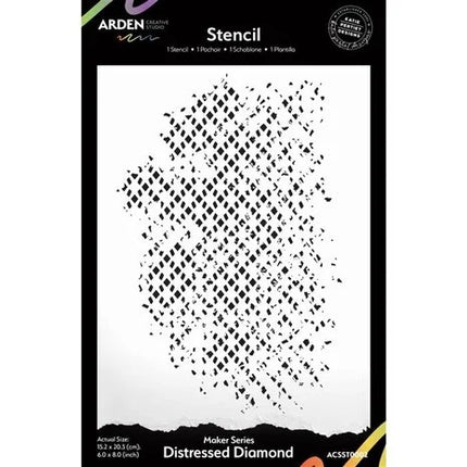 Arden Creative Studio Maker Series 6x8 Zoll Schablone Abgenutzte Raute