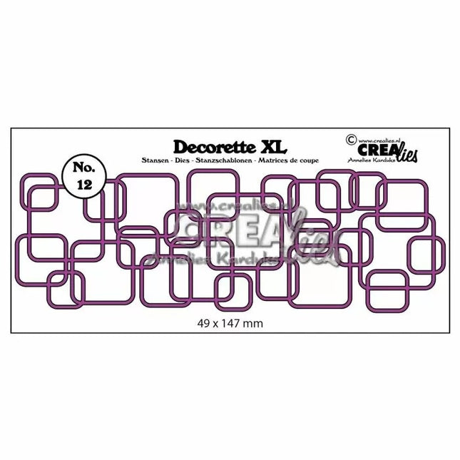 Crealies Decorette XL Stanzform Nr.12 Greifende Quadrate