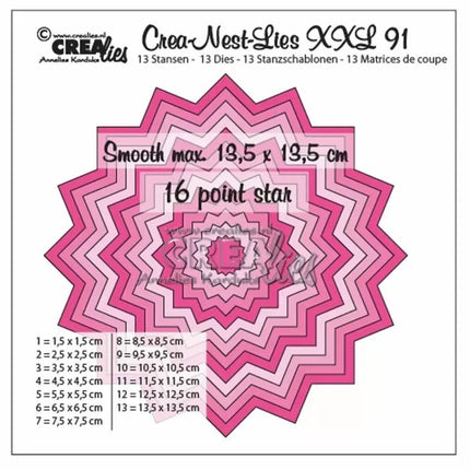 Crealies • Crea-Nest-Lies XXL Glatter 16-zackiger Stern