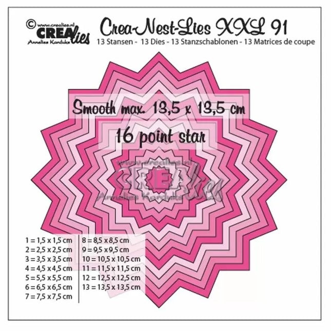Crealies • Crea-Nest-Lies XXL Glatter 16-zackiger Stern