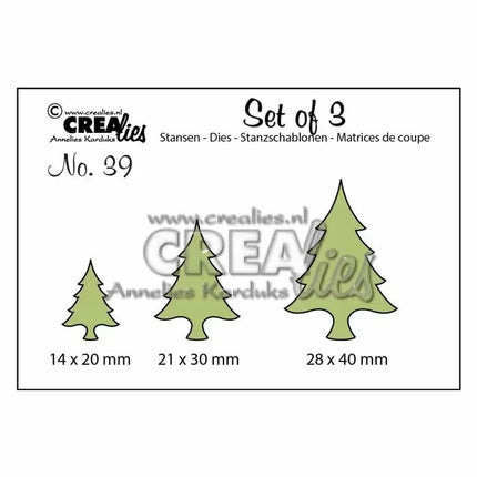 Crealies • Set mit 3 Stanzformen Nr.39 Dünne Weihnachtsbäume