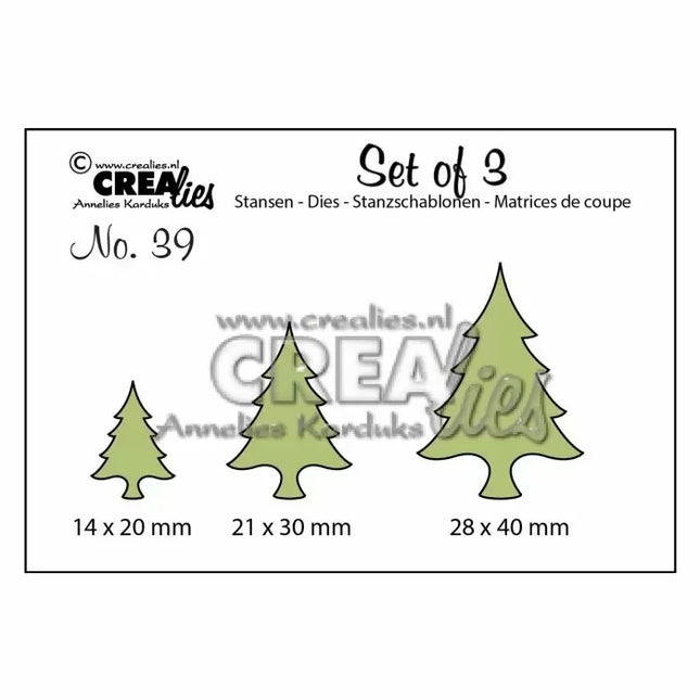 Crealies • Set mit 3 Stanzformen Nr.39 Dünne Weihnachtsbäume
