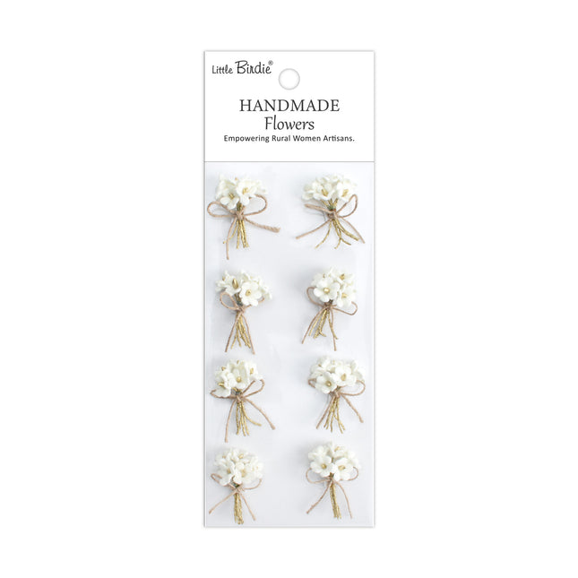 Handgemaakte Bloemen Bouquet - Ivory Pearl 8pc