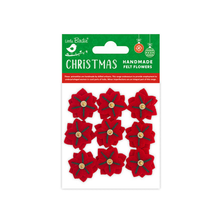 Handgemaakte Vilten Bloemen - Kay Cherry Red 9pc