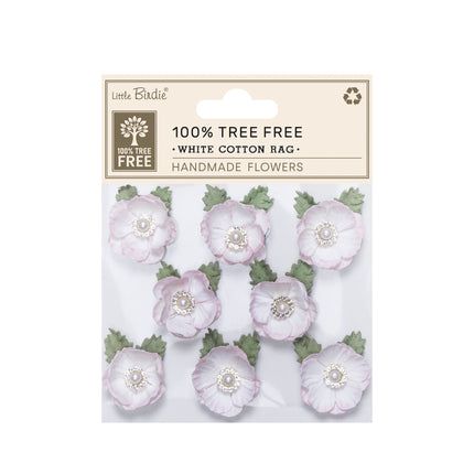 Handgemaakte Bloemen Butter Cup - Wit Cotton Rag 8pc