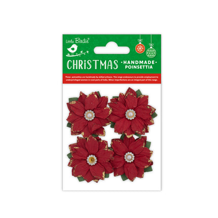 Kerst Handgemaakte Bloemen - Poinsettia Magnificence 4pc